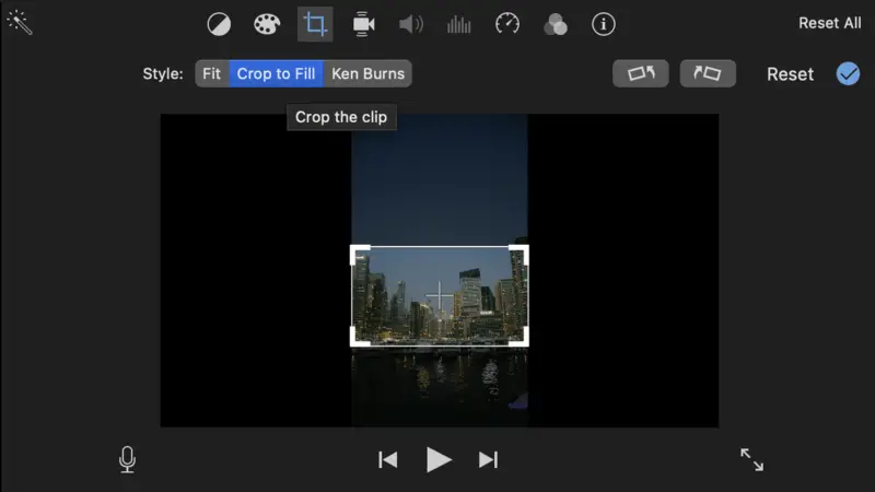 iMovie - crop to fit tool iMovie - crop to fit tool