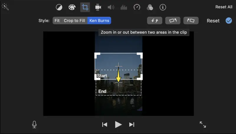 iMovie - Ken Burns tool iMovie - Ken Burns tool