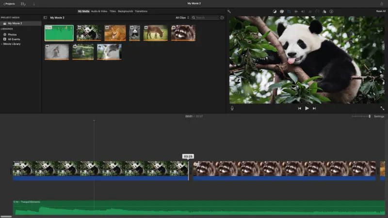Add media files to iMovie timeline to make a slideshow for YouTube