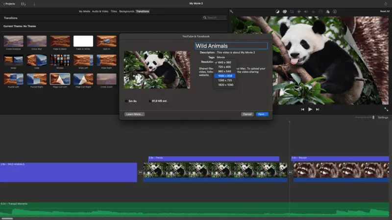 Make a slideshow for YouTube in iMovie