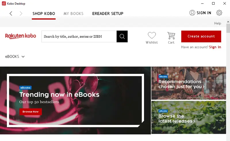 Kobo search bar
