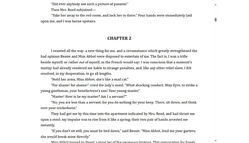 Online ebook reader interface