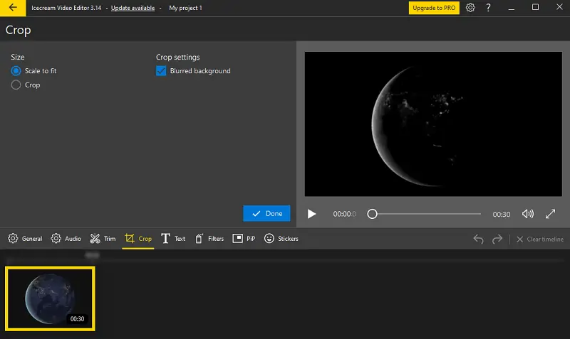 Crop in Icecream Video Editor
