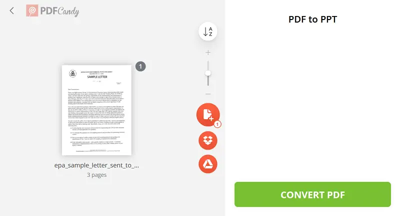 Convert PDF to slides in PDF Candy