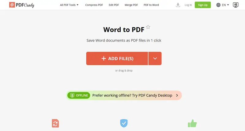 Online PDF creation tool of PDF Candy website