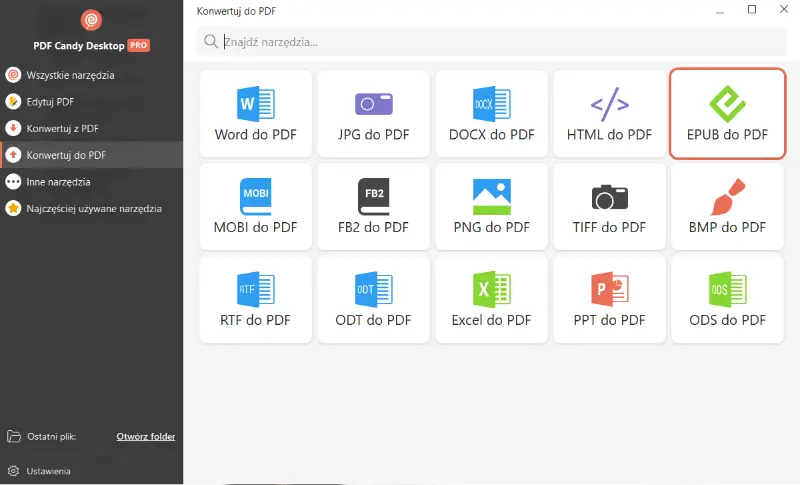 Narzędzie EPUB do PDF Candy Desktop Narzędzie EPUB do PDF Candy Desktop