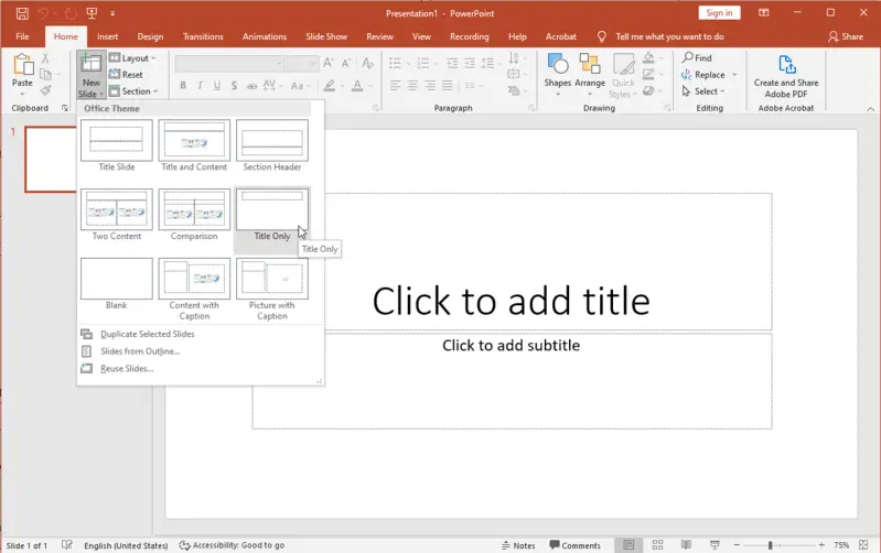 Выбор шаблона презентаций в PowerPoint