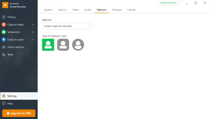 Web camera settings