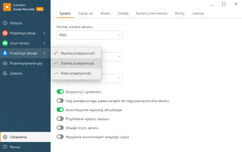 Nagrywanie dźwięku z komputera z systemem Windows za pomocą Icecream Screen Recorder