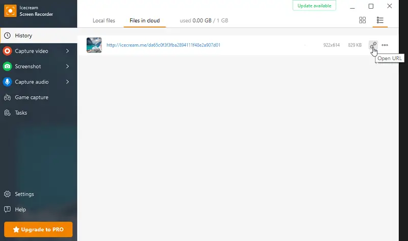 Files in the cloud uploaded in Icecream Screen Recorder