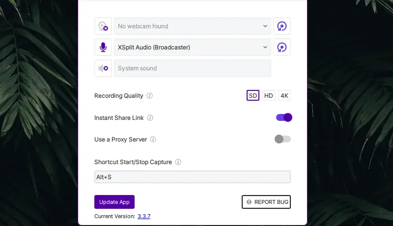 ScreenRec settings