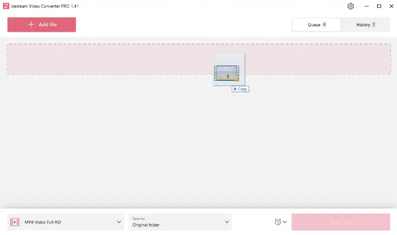 Drag MPG into window of Icecream Video Converter