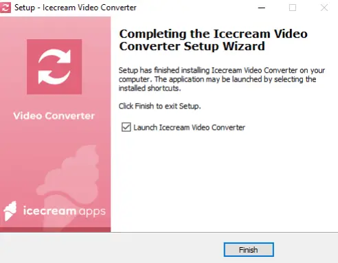 Setup wizard of video converter for PC - Icecream Video Converter