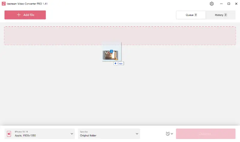 Drag and drop your video file to video converter for PC