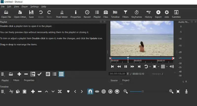 Shotcut movie editing software