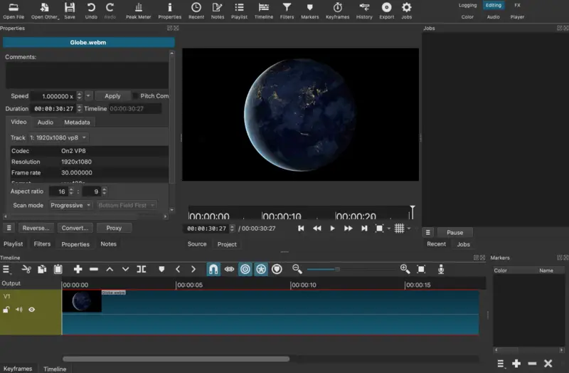 Open-source WebM video editing app Shotcut