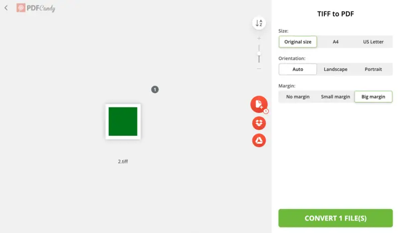 Free online TIFF to PDF converter on PDF Candy website