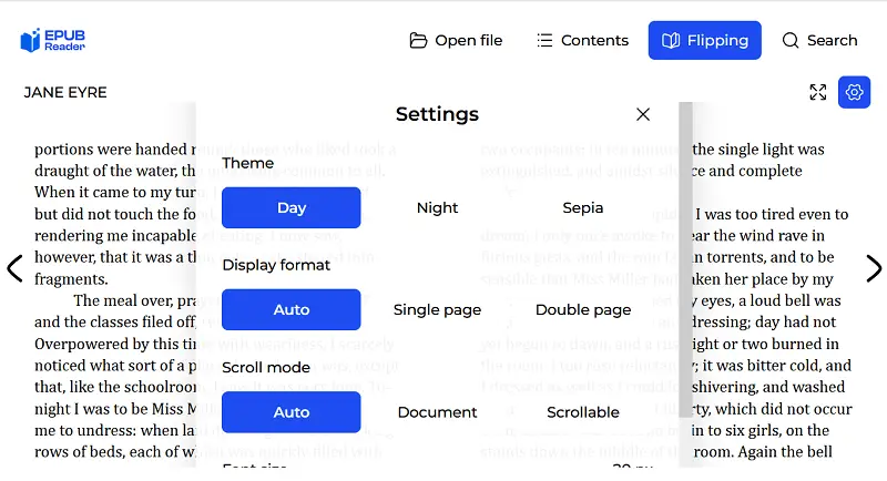 Free EPUB Reader Interface