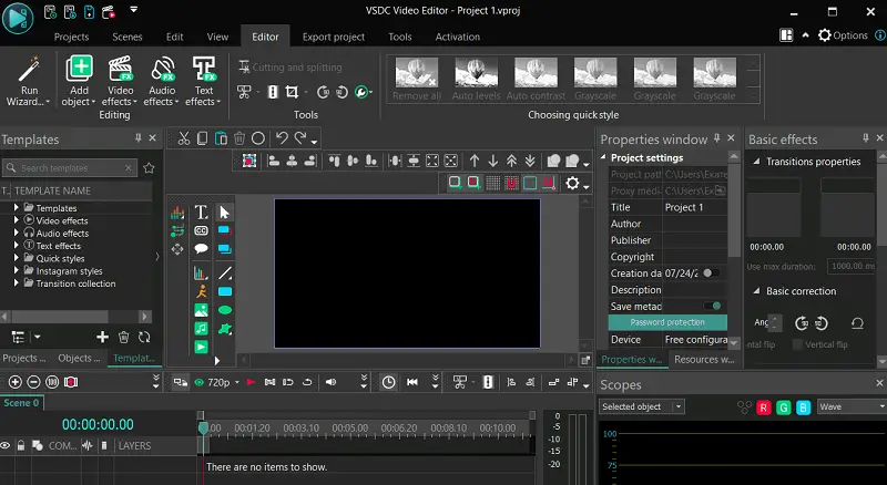 Professional software for video editing